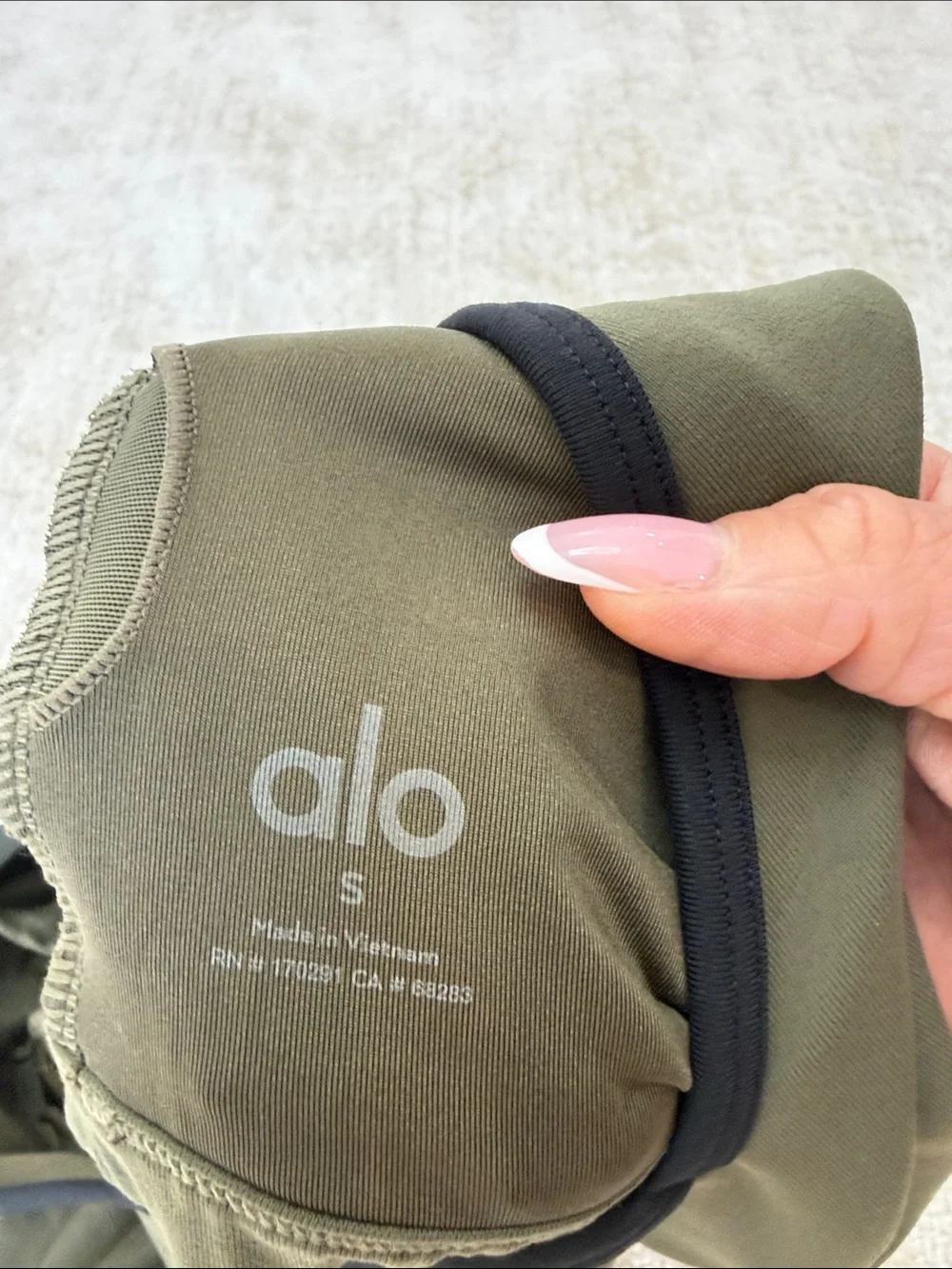 ALO Yoga Kids Olive Green Shorts with Black Trim